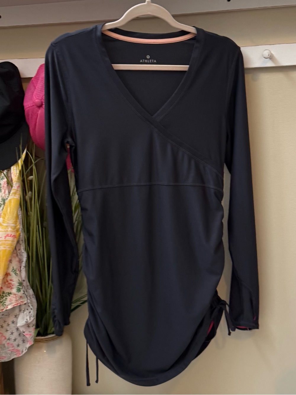 Athleta Wick It Ruched Swim Cover Up Medium Dark Gray Black Beach $89 MSRP 🔥EUC